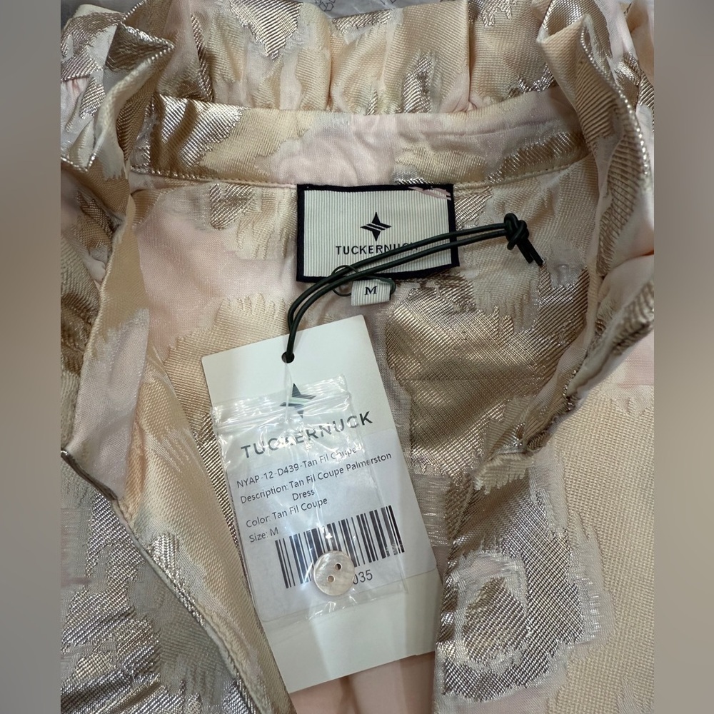 NWT Tuckernuck Palmerston Champagne Fil Coupé Mini Dress M Wedding Guest - Picture 8 of 16